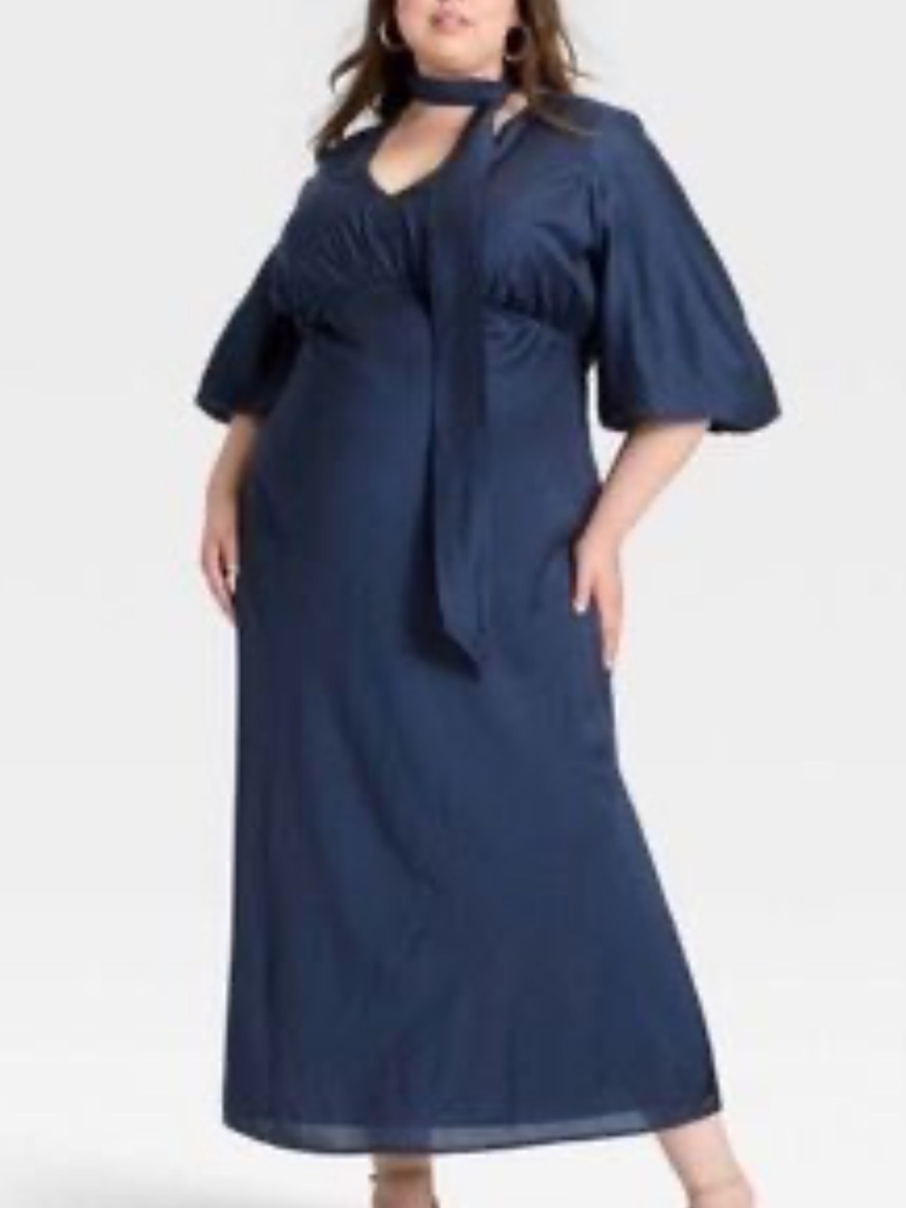 NWT a new day Navy V-Neck Maxi Dress with Tie Scarf